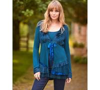 Joe Browns Velour Longline Tie Front Top In Teal Teal 10