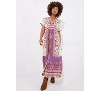 Joe Browns Vivienne Placement Print Maxi Dress - Purple, Purple, Size 8, Women Purple