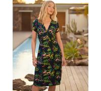 Joe Browns Women's Animal Print Short Sleeve Jersey Dress, Black, UK 8