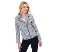 Joe Browns Women's Asymmetirc Biker Style Tweed Jacket, Blue, 10