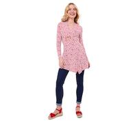 Joe Browns Women's Asymmetric Hem Floral Print Jersey Tunic Shirt, Red, 12