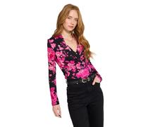 Joe Browns Women's Autumnal Floral Shawl Collar Wrap Front Jersey Top Blouse, Pink, 14