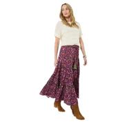 Joe Browns Women's Boho Floral Tassel Tie Tiered Maxi Skirt, Relaxed, Purple, UK 10