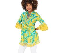 Joe Browns Women's Fashion Boho Print Beaded Cotton Tunic Dress, Regular Fit, Yellow, UK 16