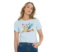 Joe Browns Women's Book and Butterfly Graphic Tee, Regular, Blue, UK 12