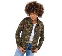 Joe Browns Women's BOUTIQUE Embroidered Back Camo Jacket, Relaxed, Green, UK 12