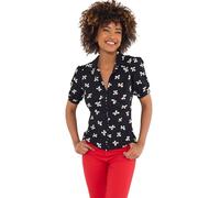 Joe Browns Women's Bow Print Jersey Top Shirt, Black, 14