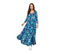 Joe Browns Women's Bright Floral Crinkle Cotton Maxi Dress, Regular, Blue, UK 18