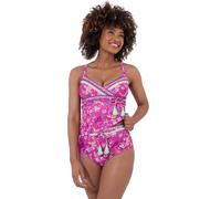 Joe Browns Women's Bright Tropical Neon Lace Trim Tankini Top, Pink Multi, 14