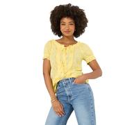 Joe Browns Womens Broderie Tassel Tie Button Up Top Blouse, Lemon, 20 UK