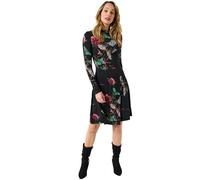 Joe Browns Women's Butterfly Print High-Neck Jersey Mini Dress, Black, 8