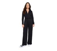 Joe Browns Women's Collared Zip Front Straight Leg Jersey Jumpsuit, Black, 34 Petite