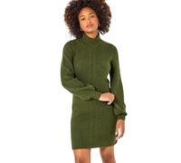 Joe Browns Women's Cosy Chunky Cable Knit Balloon Sleeve Jumper Dress Pullover Sweater, Green, 12