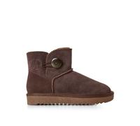Joe Browns Women's Cosy Sheepskin Real Suede Button Detail Ankle Boots, Dark Brown, 6 UK