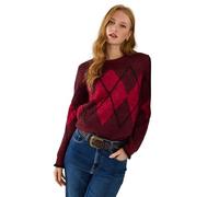 Joe Browns Women's Crew Neck Argyle Jumper, Regular, Red, UK 10