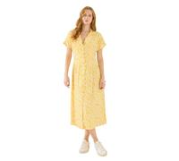 Joe Browns Women's Daisy Printed Button Front Midi Dress, Slim, Yellow, UK 12