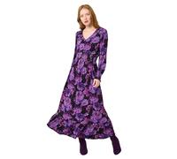 Joe Browns Women's Dark Floral Print Jersey Maxi Dress, Petite, Purple, UK 16