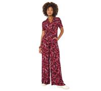 Joe Browns Women's Dark Floral Zip-Up Wide-Leg Jumpsuit, Petite, Red, UK 8