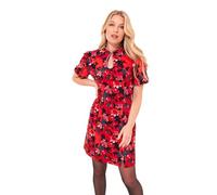 Joe Browns Women's Diamanté Trim Dragon Print Mini Dress with Keyhole Neck, Regular, Red, UK 14