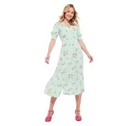 Joe Browns Women's Ditsy Floral Mock Button Midi Dress, Regular Fit, Green, UK 14