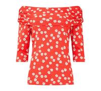 Joe Browns Women's Ditsy Floral Print Bardot Jersey Top, Red, 6