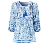 Joe Browns Women's Embroidered Bib Balloon Sleeve Boho Top Blouse, Blue, 14