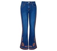 Joe Browns Women's Embroidered Detail Boho Flared Jeans, Blue, 16