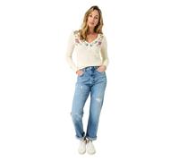 Joe Browns Women's Exquisite Embroidered Henley Top Blouse, Cream, 12