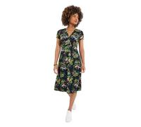 Joe Browns Women's Fashion Animal Print Short Sleeve Jersey Dress, Regular Fit, Black, UK 14