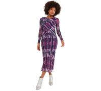 Joe Browns Women's Fashion Asymmetric Stretch Mesh Printed Bodycon Midi Dress, Slim Fit, Purple, UK 8