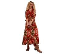 Joe Browns Women's Fashion Autumnal Floral Relaxed Fit Crinkle Maxi Dress, Regular Fit, Orange, UK 12