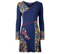 Joe Browns Women's Fashion Blanket Stitch Floral Embroidered Panelled Jersey Tunic, Regular Fit, Blue, UK 8