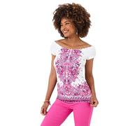 Joe Browns Women's Bright Boho Elasticated Jersey Top Shirt, Pink, 16