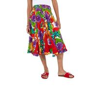 Joe Browns Women's Fashion Bright Floral Godet Panel Midi Skirt, Regular Fit, Red, UK 16