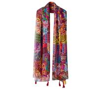 Joe Browns Women's Fashion Layered Tassel Patchwork Scarf, Orange, 180cm x 82cm