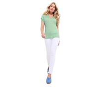 Joe Browns Women's Fashion Retro Geo Print Zip Neck Jersey Top, Relaxed Fit, Green, UK 16