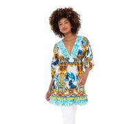 Joe Browns Women's Fashion Ship Print Pom-Pom Trim Tunic, Regular Fit, Blue, UK 12