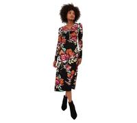 Joe Browns Women's Fashion Zip-Front Floral Midi Jersey Dress, Slim Fit, Black, UK 16