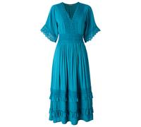 Joe Browns Women's Flattering Boho Lace High-Low Hem Dress, Teal, 42 Pequeño