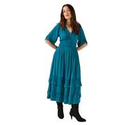 Joe Browns Women's Flattering Boho Lace High-Low Hem Dress, Teal, 6 Petite