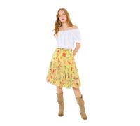 Joe Browns Women's Floral Flared Elastic Waist Skirt, Regular, Yellow, UK 8