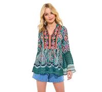 Joe Browns Women's Floral Geometric Boho Tunic Top Blouse, Green, 12