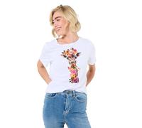Joe Browns Women's Floral Giraffe Graphic Print Tee, Regular, White, UK 20