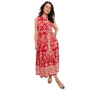 Joe Browns Women's Floral Maxi Dress with Ruffle Collar and Border Print, Regular, Red, UK 12