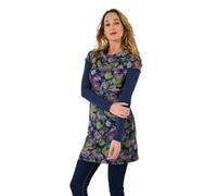 Joe Browns Women's Floral Print Stretch Jacquard Roll-Neck Layered Tunic Top Shirt, Blue, 16