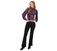 Joe Browns Women's Floral Print Velour High Neck Top Blouse, Black, 18