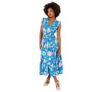 Joe Browns Women's Floral Tassel Tie Waist Maxi Dress, Slim, Blue, UK 18