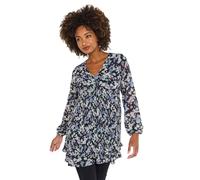 Joe Browns Women's Floral Tiered Skirt Pleated Mini Dress Tunic Shirt, Black, 14