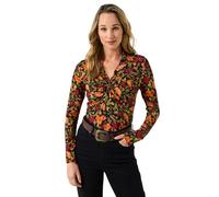 Joe Browns Women's Floral Twist-Front Collared Jersey Top, Regular, Orange, UK 18