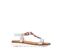 Joe Browns Women's Flower Beaded T-Bar Sandals, Silver, 5 UK